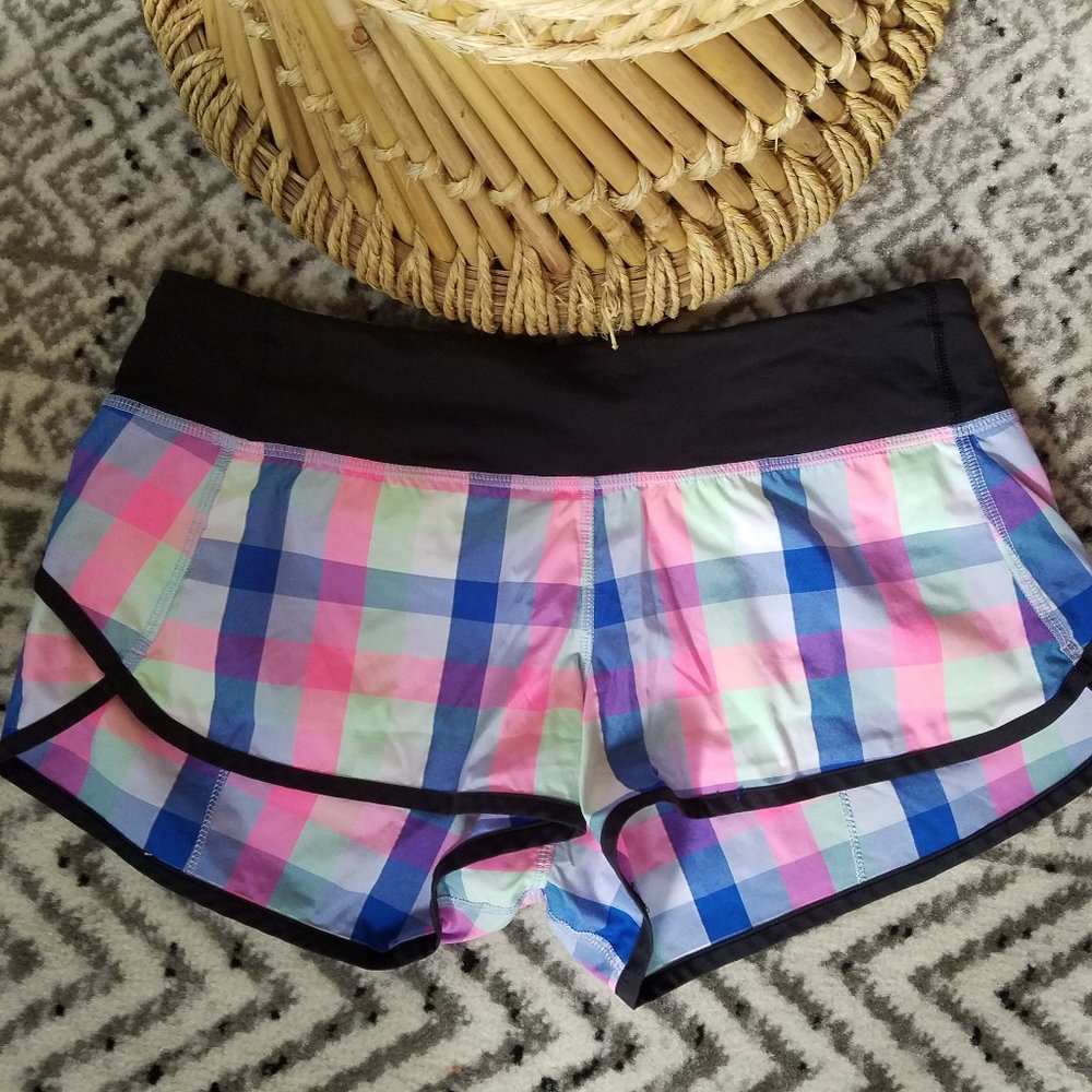Lululemon Pop Plaid Speed Short Checker Blue 6